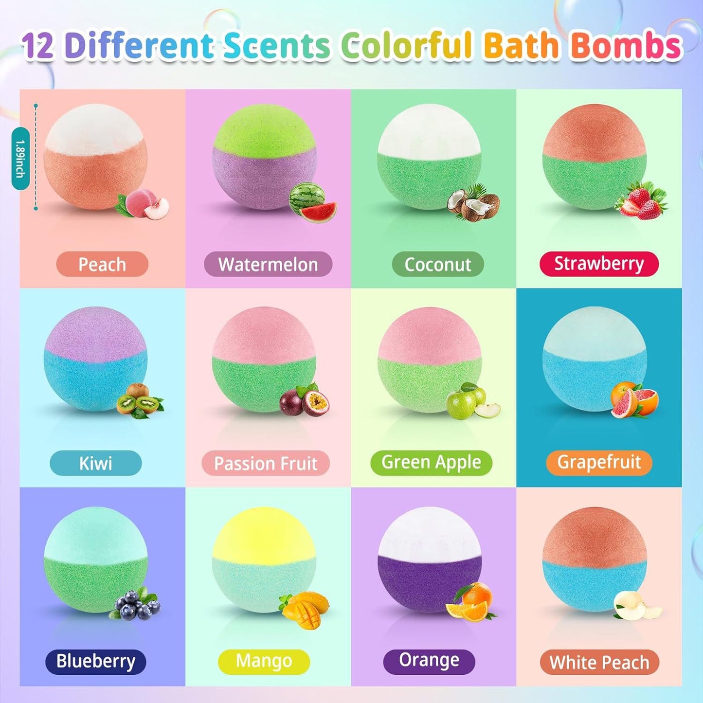 12 Bath Bombs for Kids with Surprise Inside from 3-9 years