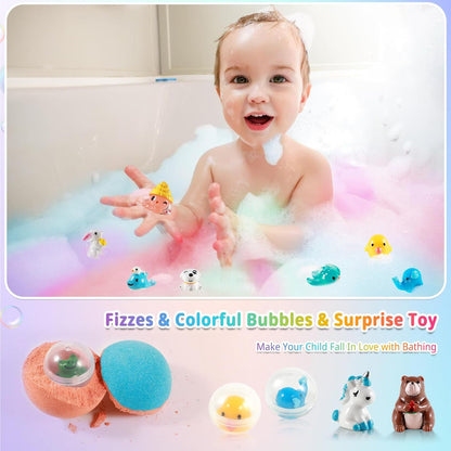 12 Bath Bombs for Kids with Surprise Inside from 3-9 years